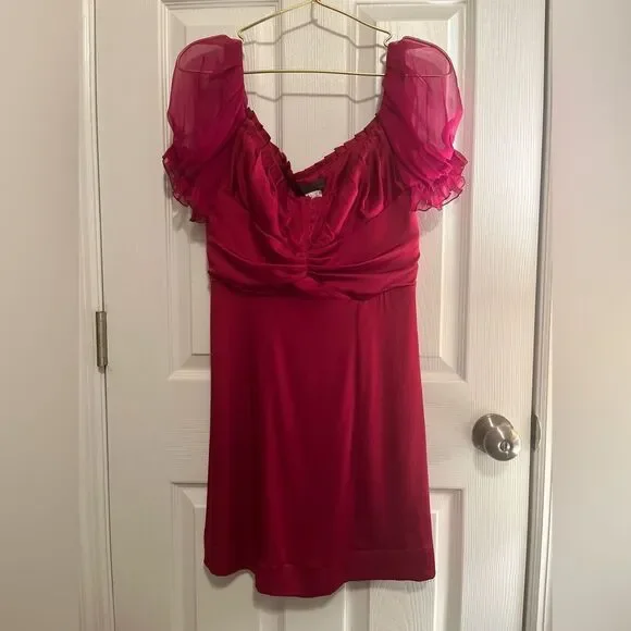 Alberta Ferretti *Raspberry* Puff Sleeve Midi Dress - Picture 2 of 12